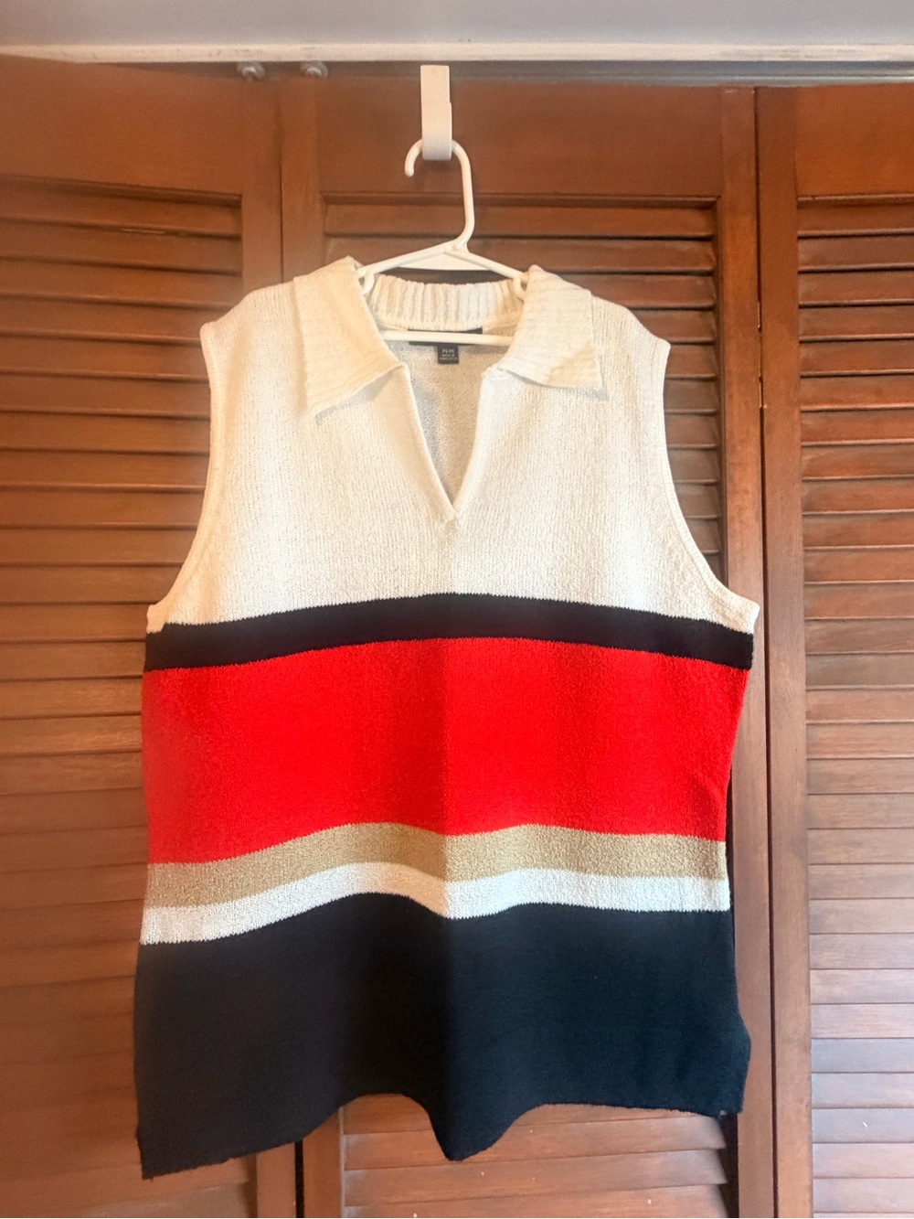 Carolyn Taylor Colorblock Sleeveless Knit Tank - Red, Black, Cream